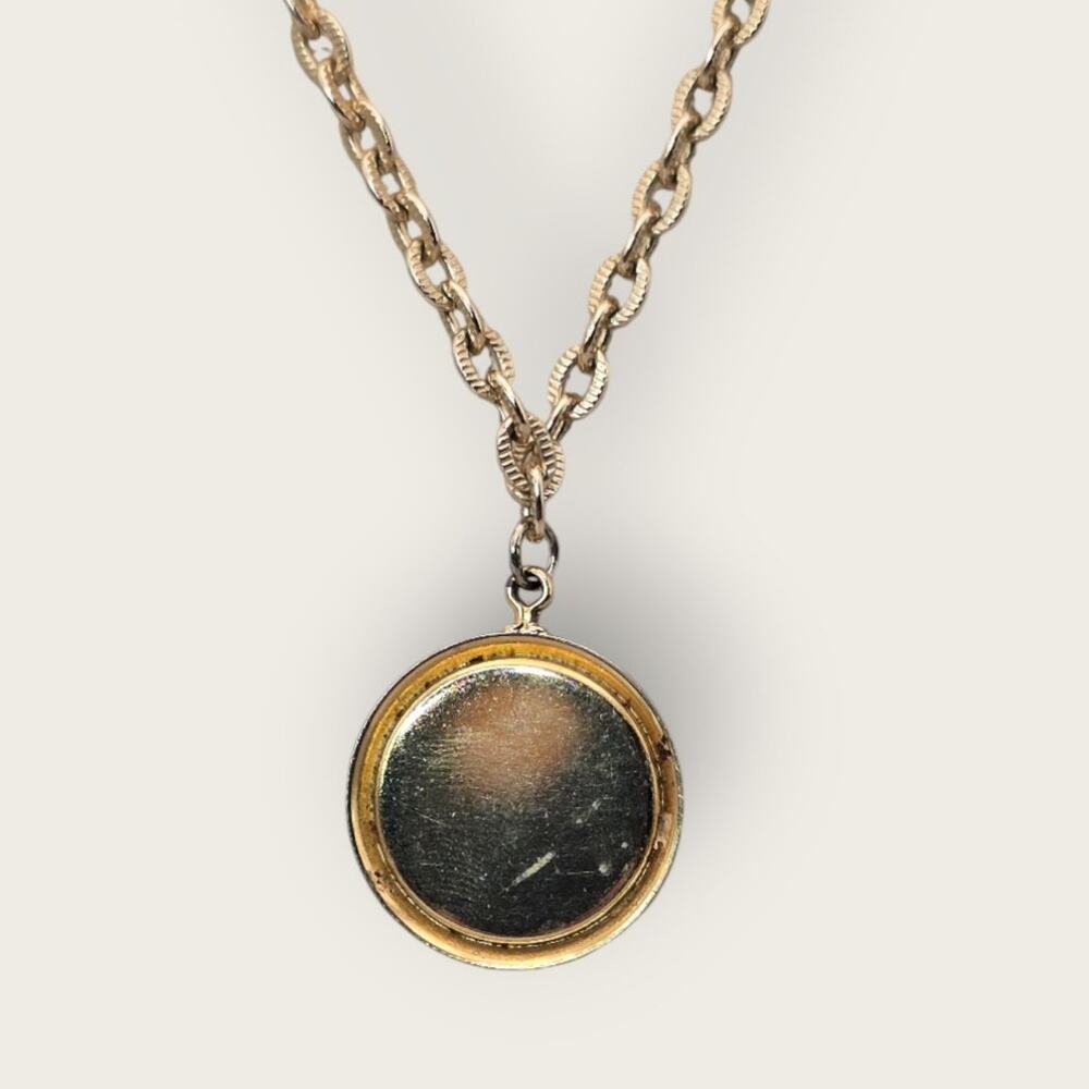 Cameo Pendant Necklace Gold Vintage Victorian Revival Coral Ivory Portrait - Picture 6 of 7